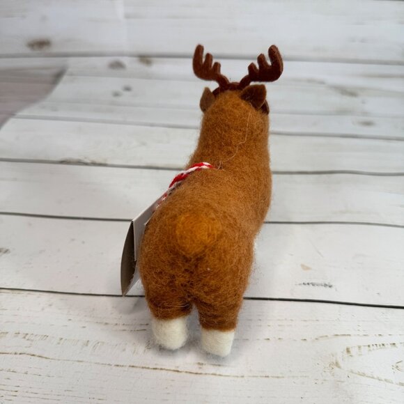Felted Wool Corgi Dog Reindeer Antlers Christmas Tree Pet Ornament Wondershop - Picture 5 of 7